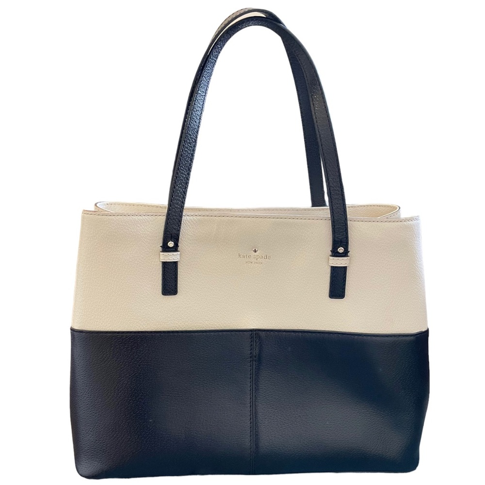 Kate Spade Leather Grand Street Colorblock Gabriel Tote Bag Purse Travel Black